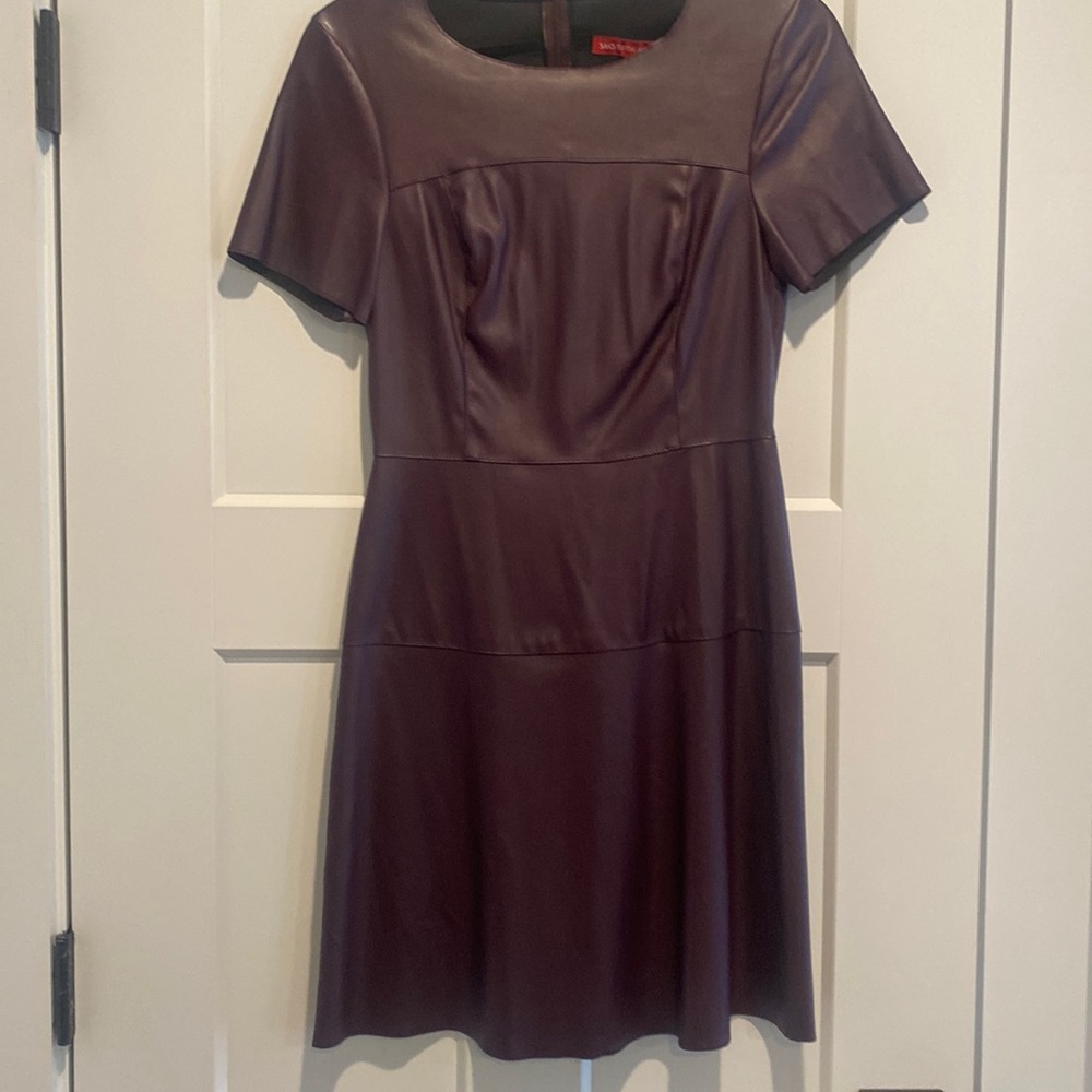 Plum faux leather dress. New with tags